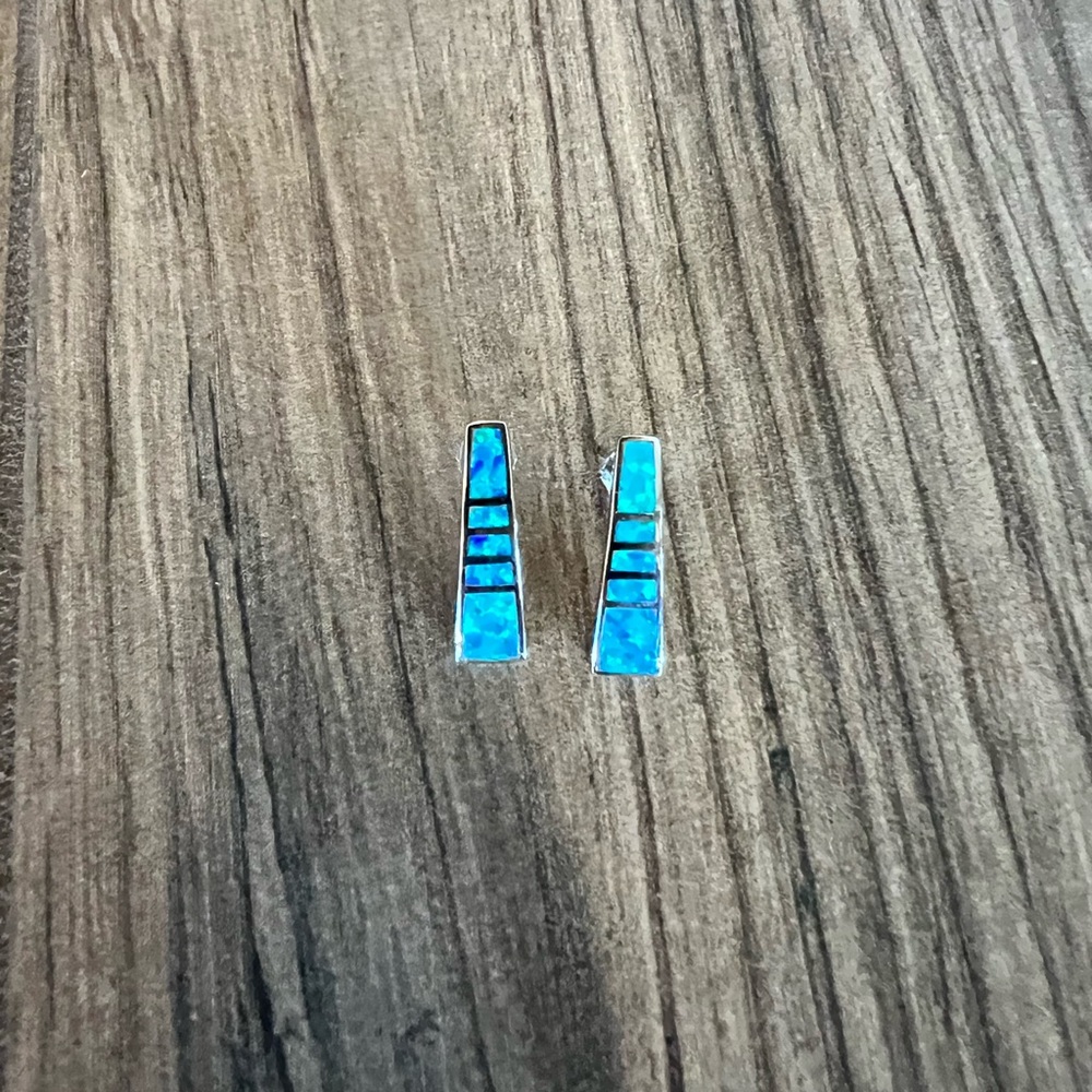 Italian Turquoise 925 Silver Rectangle Earrings